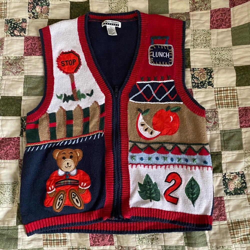 Women’s Medium Teacher Vest school elementary zip